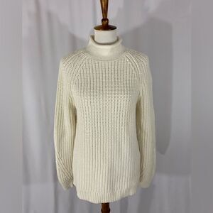 Lands’ End Roll Neck Chunky Knit Cotton Sweater